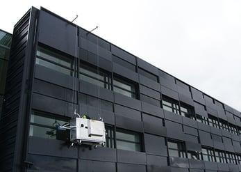 Rostek BMU cradle suspended from roof trolley